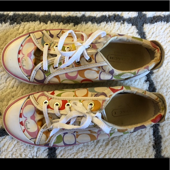 Coach Shoes Auth Coach Signature Tennis Shoes Sneaker Rainbow